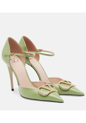 Valentino Garavani D'Orsay VLogo embellished leather pumps