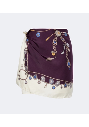 Versace Printed sill twill wrap skirt