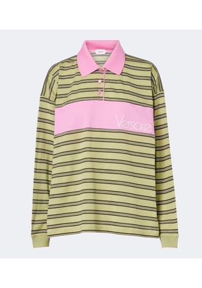 Versace Striped oversized cotton jersey polo shirt