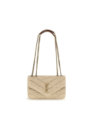 Saint Laurent Beige Raffia Shoulder Bag