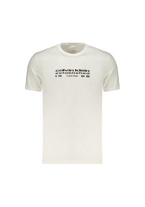 Calvin Klein White Cotton Men's T-Shirt - S