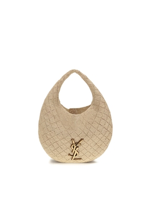 Saint Laurent Beige Raffia Shoulder Bag