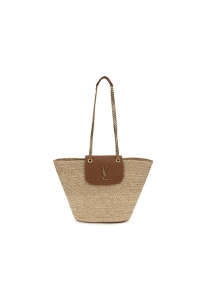 Saint Laurent Beige Raffia Shoulder Bag