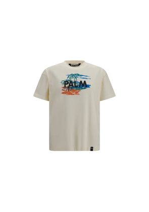 Palm Angels Beige Cotton T-Shirt - L