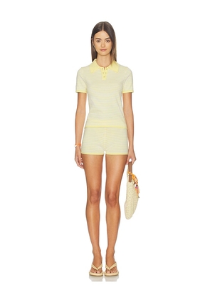 ALL THE WAYS Rachel Knit Short Set in Yellow. Size XS. Also in S, M, L.