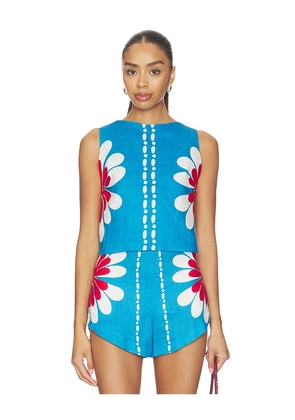 Cala de la Cruz Avelino Top in Blue. Size XS. Also in S, M.