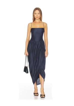 Amanda Uprichard Castello Midi Dress in Navy. Size S. Also in L, M, XL, XS.