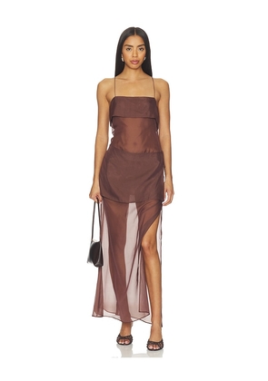 EAVES Athina Maxi Dress in Chocolate. Size XS. Also in XXS, S, M, L, XL.