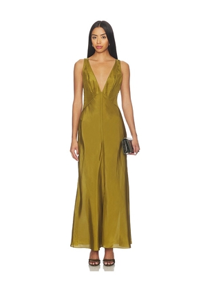 EAVES Freda Maxi Dress in Olive. Size XS. Also in XXS, S, M, L, XL.