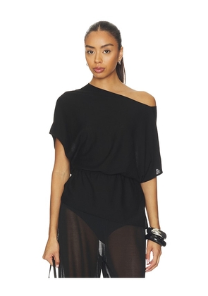 EAVES Jaidyn Knit Asymmetrical Top in Black. Size XS. Also in XXS, S, M, L, XL.