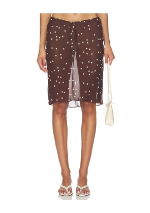 EAVES Malene Midi Skirt in Brown. Size XXS. Also in XS, S, M, L, XL.