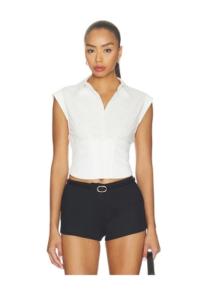 Alice + Olivia Kim Paneled Corset Fitted Top in White. Size 0. Also in 2, 4, 6, 8.