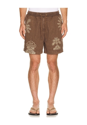 Agua Bendita Cece Shorts in Brown. Size 30. Also in 32, 34, 36, 38.