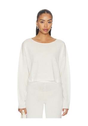 Eterne Cropped Boatneck Top in Ivory. Size XS-S. Also in M-L.