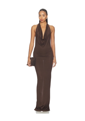 Eterne Gisele Maxi Dress in Brown. Size XS. Also in S, M, L, XL.