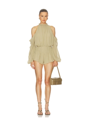 Camila Coelho Leora Romper in Sage. Size XXS. Also in XS, S, M, L, XL.