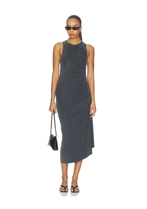 AGOLDE Draped Overlay Raglan Sleeve Mini Dress in Grey. Size XS. Also in S, M, L, XL.