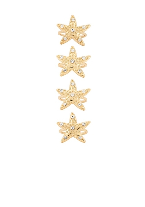 Frasier Sterling Starfish Napkin & Ring Set in Metallic Gold.