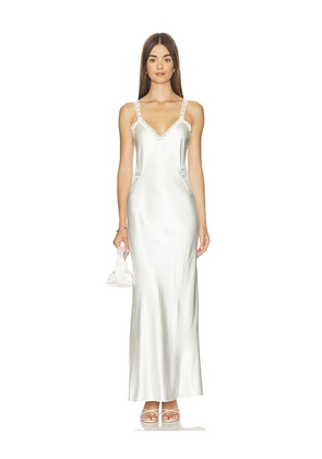 Generation Love Milena Lace Combo Liquid Satin Maxi Dress in White. Size XS. Also in S, M, L, XL.