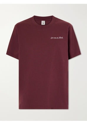 Sporty & Rich - Syracuse Logo-print Cotton-jersey T-shirt - Burgundy - x small,small,medium,large,x large