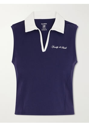 Sporty & Rich - Logo-appliquéd Stretch-jersey Top - Blue - x small,small,medium,large,x large