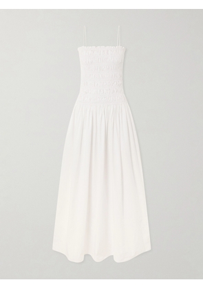 Matteau - Shirred Organic Cotton Midi Dress - White - 1,2,3,4,5