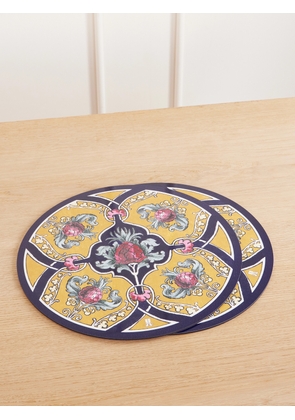 La DoubleJ - Set Of Two Panted Wood Placemats - Yellow - One size