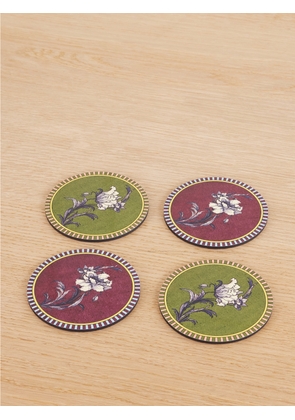 La DoubleJ - Set Of Four Painted Wood Coasters - Green - One size