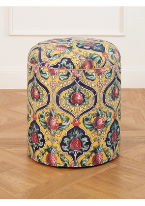 La DoubleJ - Babà Printed Canvas Pouf - Yellow - One size