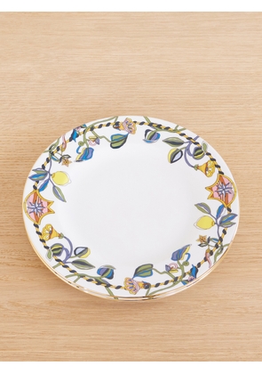 La DoubleJ - Set Of Two Gold-plated Painted Porcelain Dinner Plates - White - One size