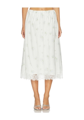 LPA Everly Midi Skirt in White. Size XXS. Also in L, M, S, XL, XS.