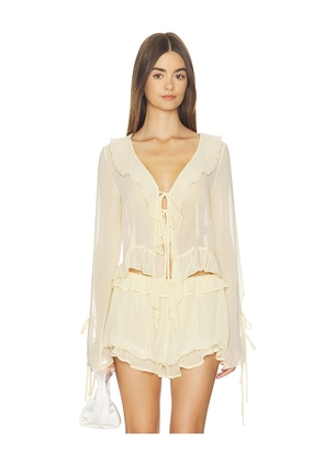Milkwhite Ruffle Long Sleeve Shirt in Yellow. Size XS. Also in S, M, L.