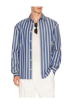 KROST Jordan Striped Shirt in Blue. Size S. Also in M, L, XL/1X.