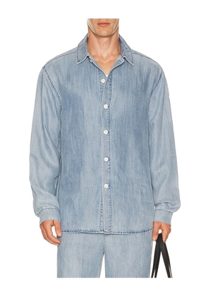 KROST Oversized Denim Shirt in Blue. Size S. Also in M, L, XL/1X.