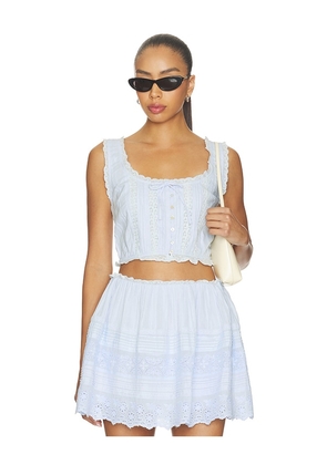 LoveShackFancy Blyss Top in Blue. Size XXS. Also in XS, S, M, L, XL.
