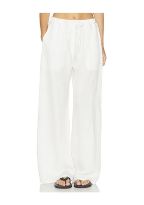 LESET Daniel Drawstring Pocket Pant in White. Size XS. Also in S, M, XL.