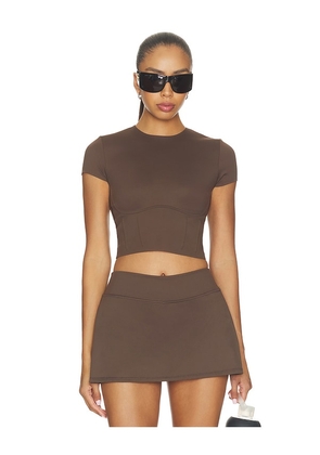 NikeSKIMS Matte Corset Crop Top in Brown. Size XS. Also in S, M, XL.
