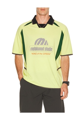 Metalwood Studio King Of The Greens Jersey Polo in Yellow. Size S. Also in L, M, XL/1X.