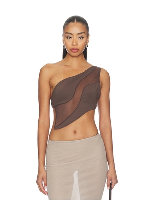 OW Collection Curve Top in Chocolate. Size XS. Also in L, M, S.