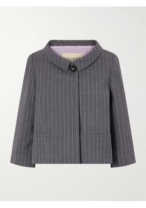 Valentino Garavani - Striped Wool Grain De Poudre Jacket - Gray - IT36,IT38,IT40,IT42,IT44,IT46