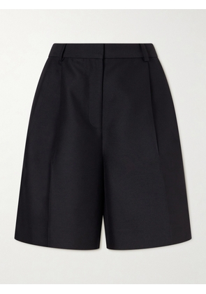 KHAITE - Pleated Wool And Silk-blend Cady Shorts - Black - US0,US2,US4,US6,US8,US10,US12