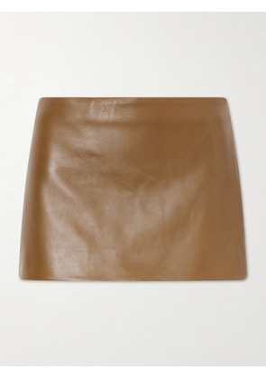 KHAITE - Jett Nappa Leather Mini Skirt - Brown - US0,US2,US4,US6,US8