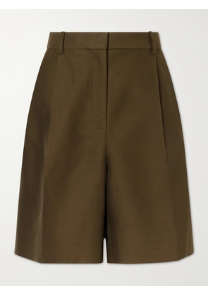 KHAITE - Auggie Pleated Wool And Silk-blend Shorts - Green - US0,US2,US4,US6,US8,US10,US12