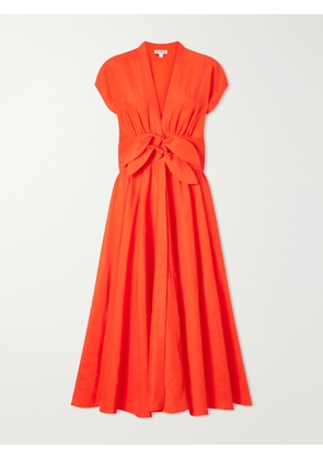 Alaïa - Knotted Linen-blend Midi Dress - Red - FR 34,FR 36,FR 38,FR 40,FR 42,FR 44