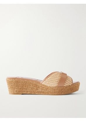 Jimmy Choo - Leda 50 Leather-trimmed Raffia Platform Espadrilles - Neutrals - IT36,IT36.5,IT37,IT37.5,IT38,IT38.5,IT39,IT39.5,IT40,IT40.5,IT41,IT41.5,IT42