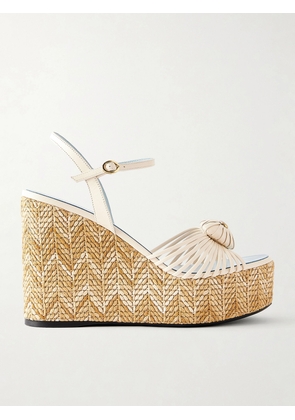 Valentino Garavani - Coeur Royal 40 Embellished Leather Wedge Espadrilles - Neutrals - IT35,IT36,IT36.5,IT37,IT37.5,IT38,IT38.5,IT39,IT39.5,IT40,IT40.5,IT41,IT42