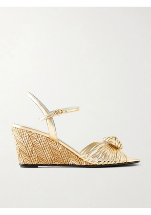 Valentino Garavani - Coeur Royal 70 Embellished Leather Wedge Sandals - Gold - IT35,IT36,IT36.5,IT37,IT37.5,IT38,IT38.5,IT39,IT39.5,IT40,IT40.5,IT41,IT42