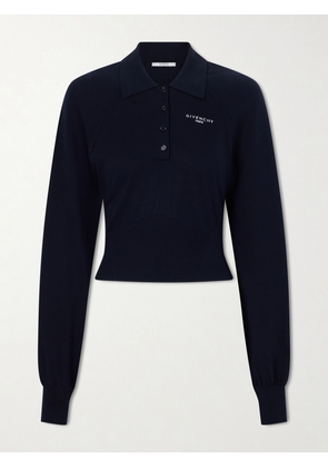 Givenchy - Logo-embroidered Cotton And Silk-blend Polo Sweater - Blue - x small,small,medium,large