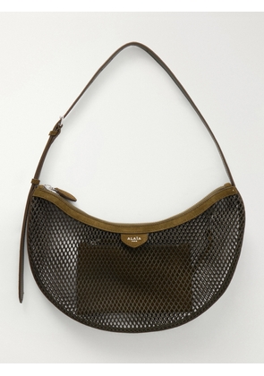 Alaïa - Demi Lune Suede-trimmed Mesh Shoulder Bag - Green - One size