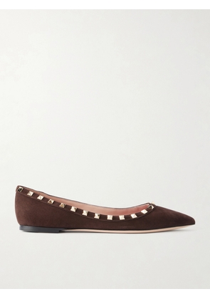 Valentino Garavani - Rockstud Suede Ballet Flats - Brown - IT36,IT36.5,IT37,IT37.5,IT38,IT38.5,IT39,IT39.5,IT40,IT40.5,IT41,IT41.5,IT42